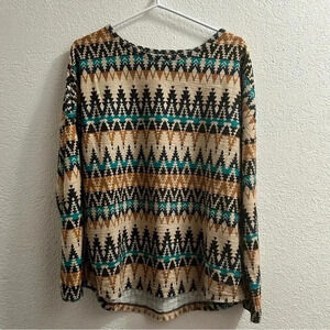 Outback Trading Company Women’s Aztec Motif Shirt Sz LG